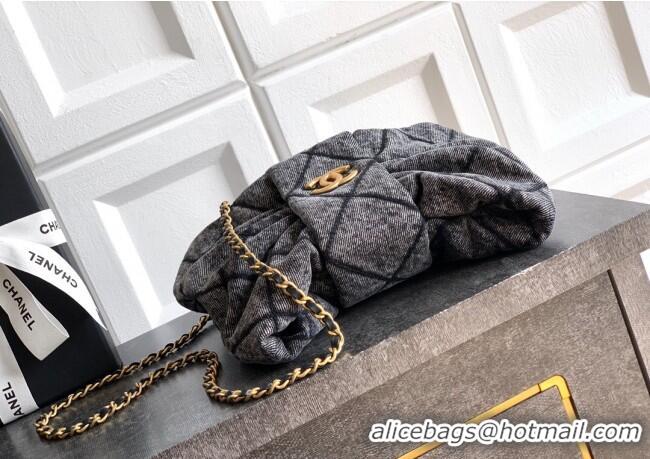 Famous Brand Chanel Quilted Denim Mini Bow Bag AS5849 Grey 2025
