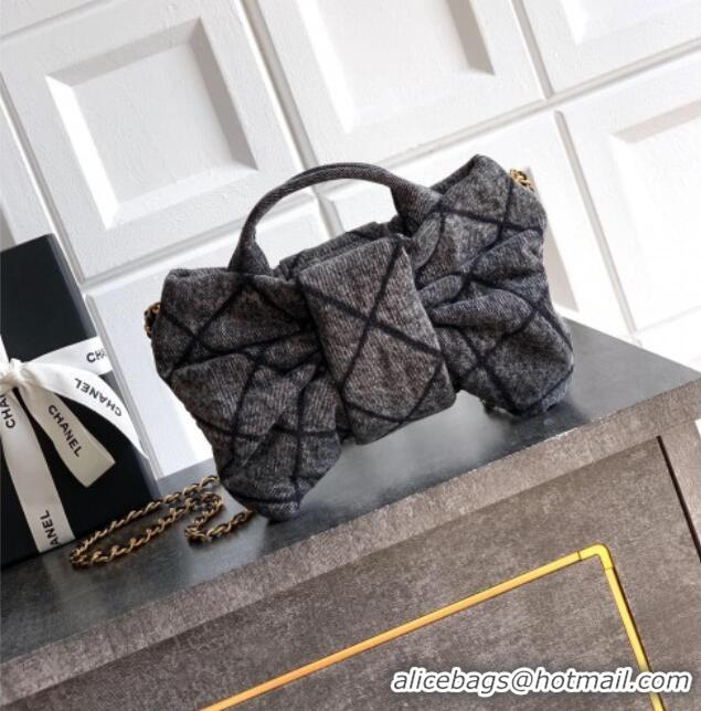 Famous Brand Chanel Quilted Denim Mini Bow Bag AS5849 Grey 2025