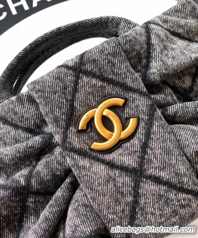 Famous Brand Chanel Quilted Denim Mini Bow Bag AS5849 Grey 2025