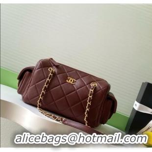 Good Product Chanel Lambskin Small Bowling Bag AS5792 Burgundy 2025