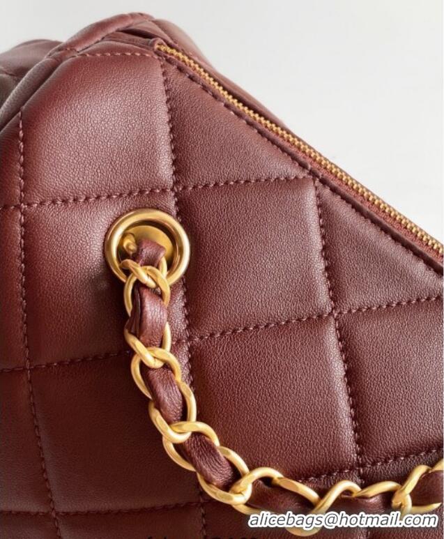 Good Product Chanel Lambskin Small Bowling Bag AS5792 Burgundy 2025