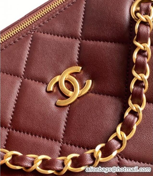 Good Product Chanel Lambskin Small Bowling Bag AS5792 Burgundy 2025