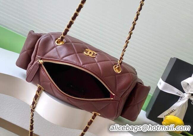 Good Product Chanel Lambskin Small Bowling Bag AS5792 Burgundy 2025