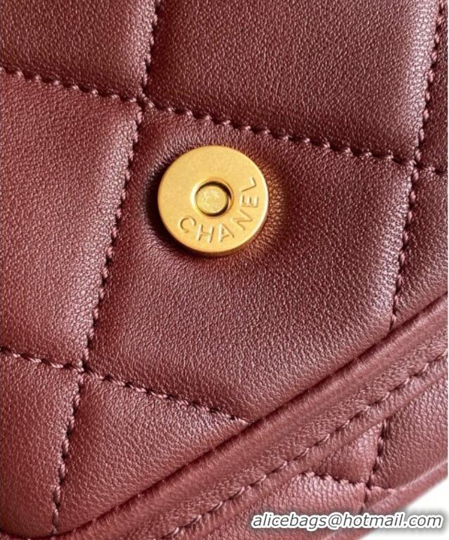 Good Product Chanel Lambskin Small Bowling Bag AS5792 Burgundy 2025