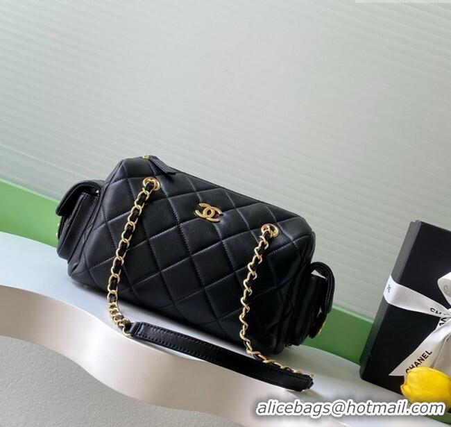 Best Product Chanel Lambskin Small Bowling Bag AS5792 Black 2025