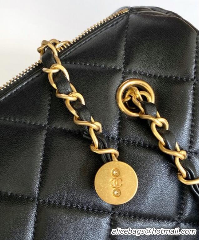 Best Product Chanel Lambskin Small Bowling Bag AS5792 Black 2025