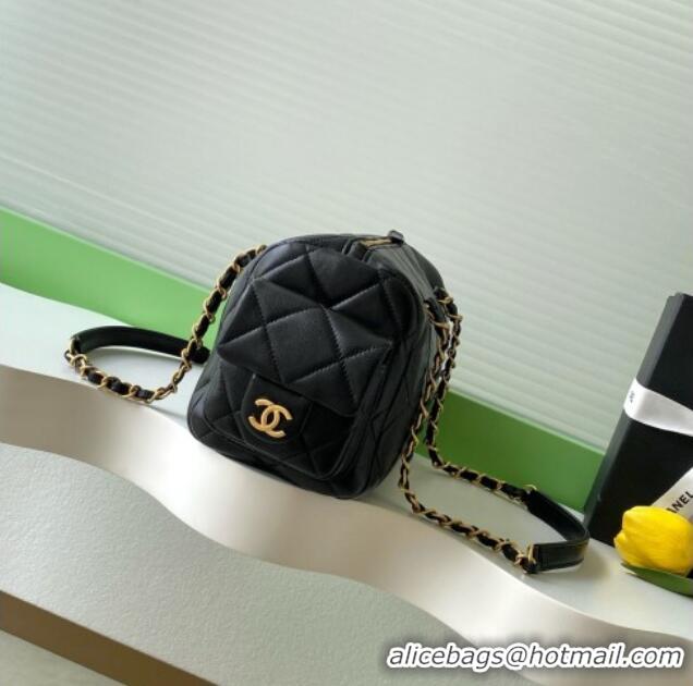 Best Product Chanel Lambskin Small Bowling Bag AS5792 Black 2025