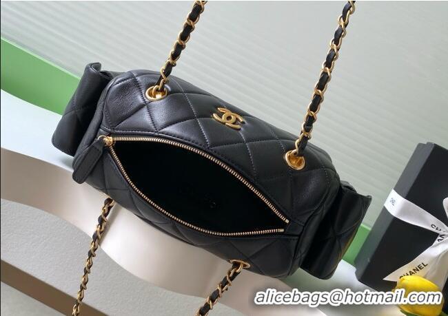 Best Product Chanel Lambskin Small Bowling Bag AS5792 Black 2025