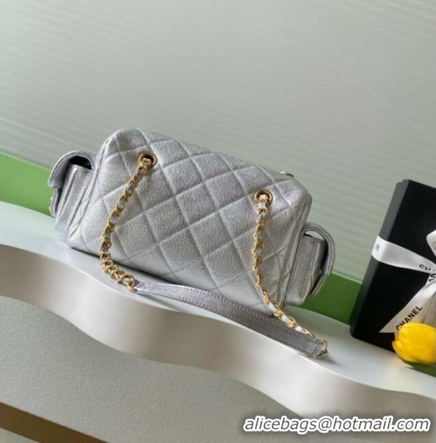 Good Looking Chanel Grained Calfskin Small Bowling Bag AS5792 Silver 2025