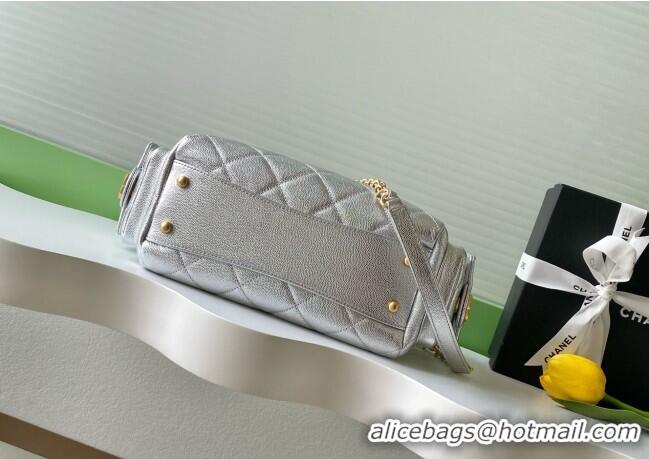 Good Looking Chanel Grained Calfskin Small Bowling Bag AS5792 Silver 2025
