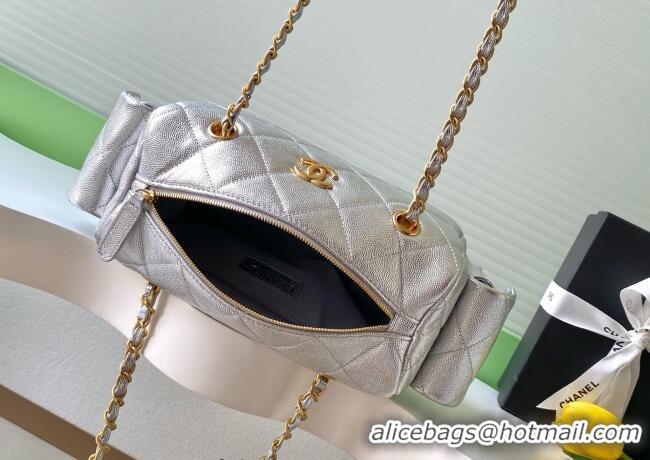 Good Looking Chanel Grained Calfskin Small Bowling Bag AS5792 Silver 2025