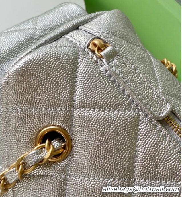 Good Looking Chanel Grained Calfskin Small Bowling Bag AS5792 Silver 2025