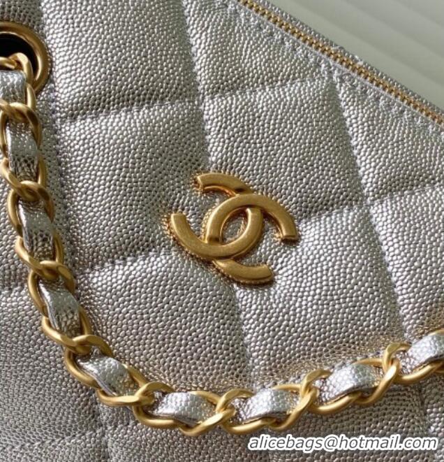 Good Looking Chanel Grained Calfskin Small Bowling Bag AS5792 Silver 2025
