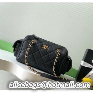 Grade Quality Chanel Grained Calfskin Small Bowling Bag AS5792 Black 2025