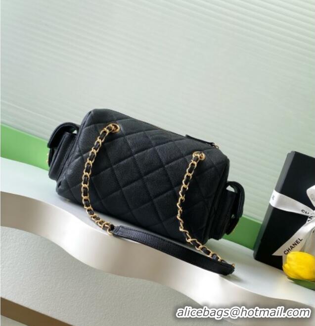 Grade Quality Chanel Grained Calfskin Small Bowling Bag AS5792 Black 2025