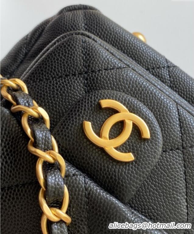Grade Quality Chanel Grained Calfskin Small Bowling Bag AS5792 Black 2025