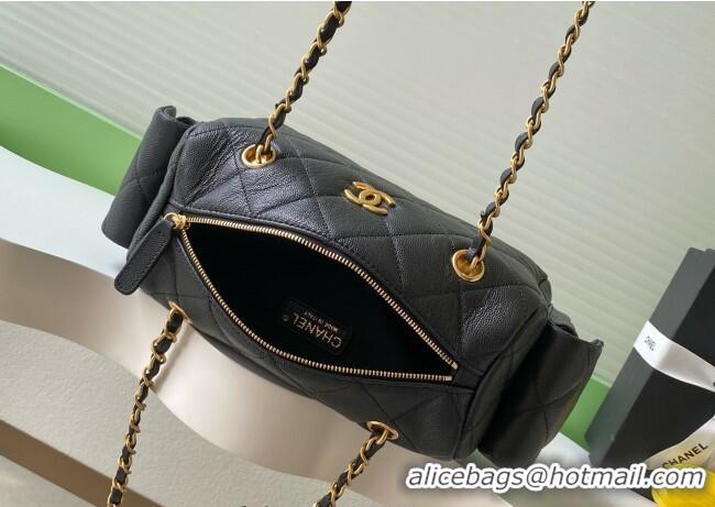 Grade Quality Chanel Grained Calfskin Small Bowling Bag AS5792 Black 2025