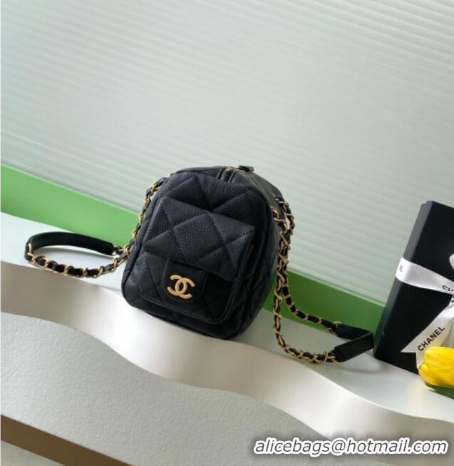 Grade Quality Chanel Grained Calfskin Small Bowling Bag AS5792 Black 2025