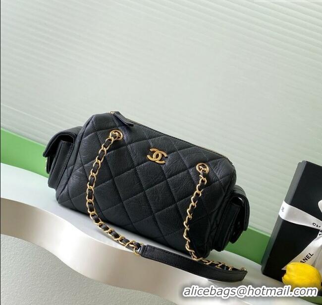 Grade Quality Chanel Grained Calfskin Small Bowling Bag AS5792 Black 2025
