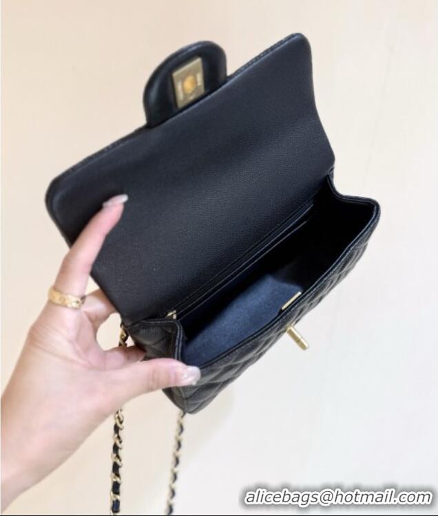 Promotional Chanel Mini Flap Bag with Top Handle in Grained Shiny Calfskin AS5701 Black 2025 Top Quality