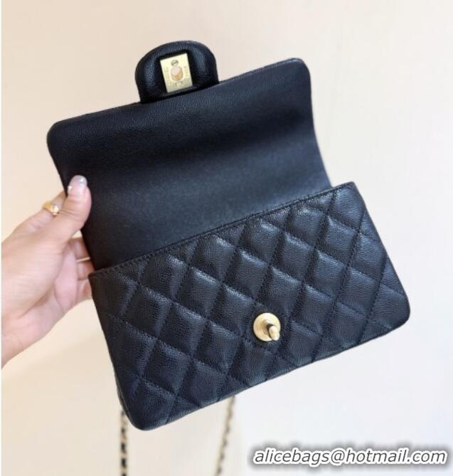 Promotional Chanel Mini Flap Bag with Top Handle in Grained Shiny Calfskin AS5701 Black 2025 Top Quality