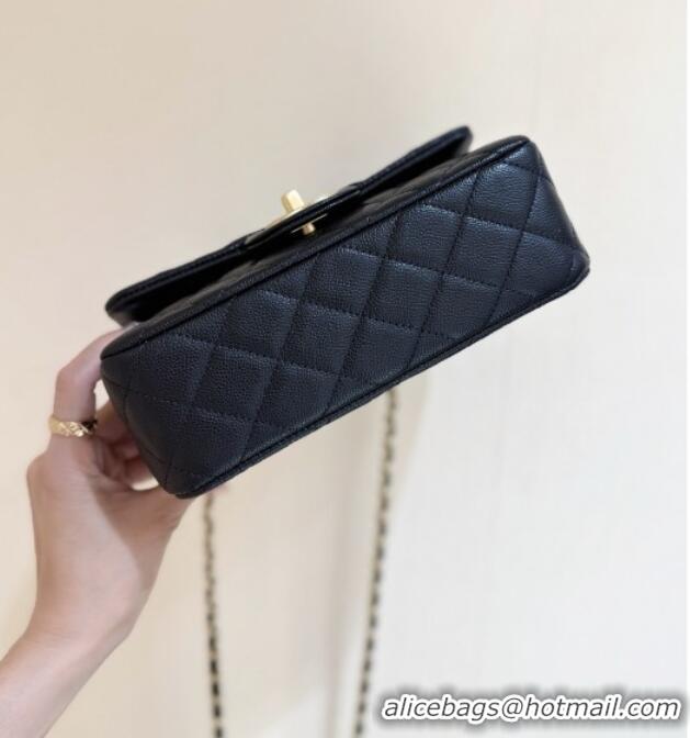 Promotional Chanel Mini Flap Bag with Top Handle in Grained Shiny Calfskin AS5701 Black 2025 Top Quality