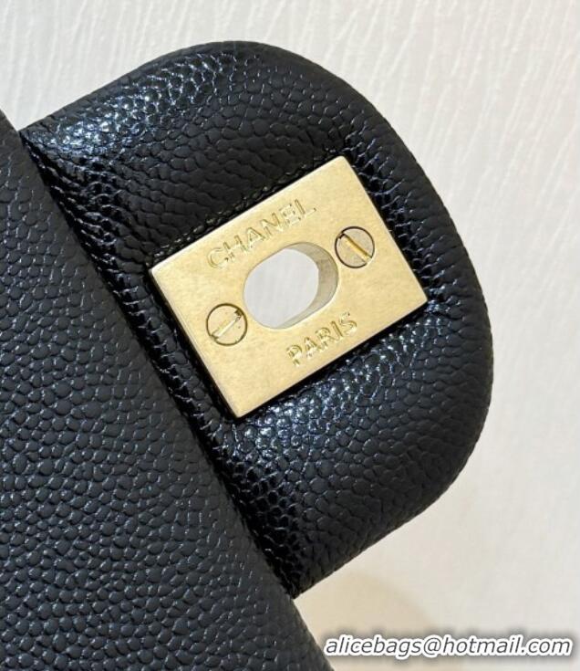 Promotional Chanel Mini Flap Bag with Top Handle in Grained Shiny Calfskin AS5701 Black 2025 Top Quality