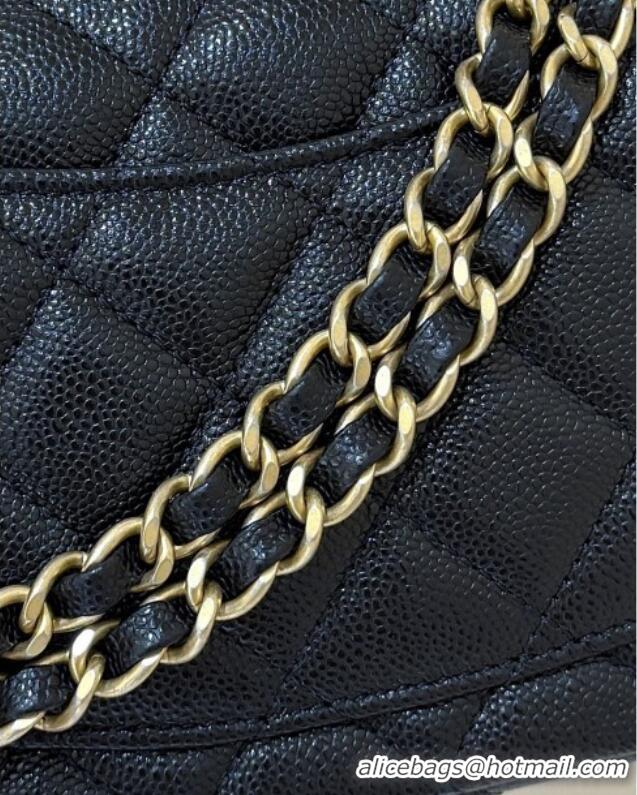 Promotional Chanel Mini Flap Bag with Top Handle in Grained Shiny Calfskin AS5701 Black 2025 Top Quality