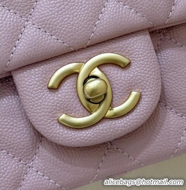 Well Crafted Chanel Mini Flap Bag with Top Handle in Grained Shiny Calfskin AS5701 Pink 2025 Top Quality