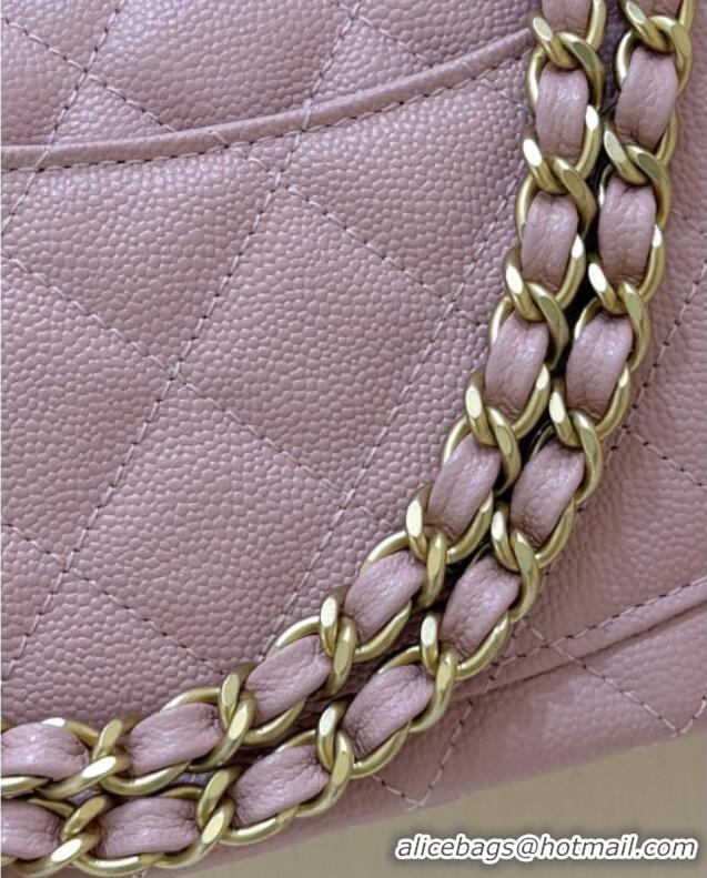 Well Crafted Chanel Mini Flap Bag with Top Handle in Grained Shiny Calfskin AS5701 Pink 2025 Top Quality