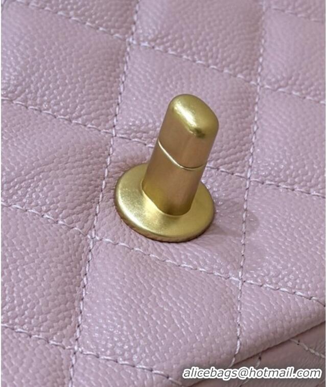 Well Crafted Chanel Mini Flap Bag with Top Handle in Grained Shiny Calfskin AS5701 Pink 2025 Top Quality