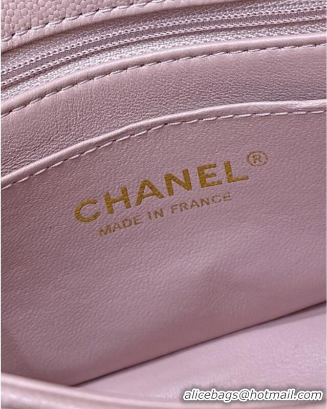 Well Crafted Chanel Mini Flap Bag with Top Handle in Grained Shiny Calfskin AS5701 Pink 2025 Top Quality