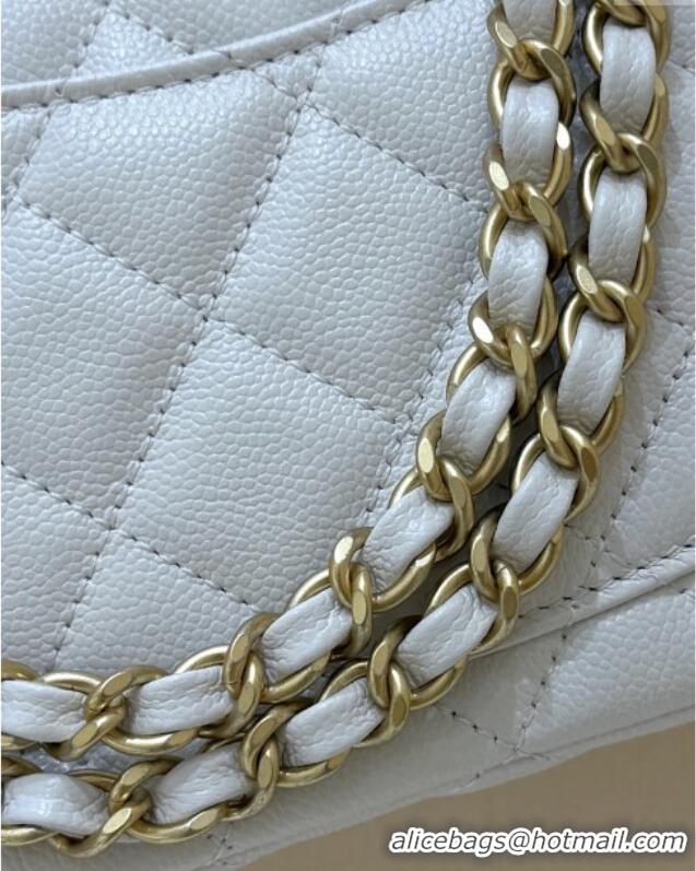 Stylish Discount Chanel Mini Flap Bag with Top Handle in Grained Shiny Calfskin AS5701 White 2025 Top Quality