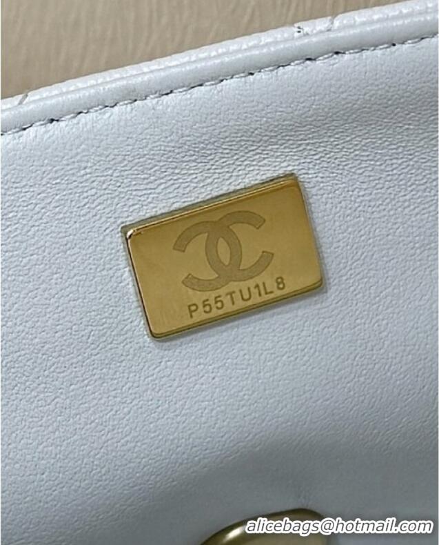 Stylish Discount Chanel Mini Flap Bag with Top Handle in Grained Shiny Calfskin AS5701 White 2025 Top Quality