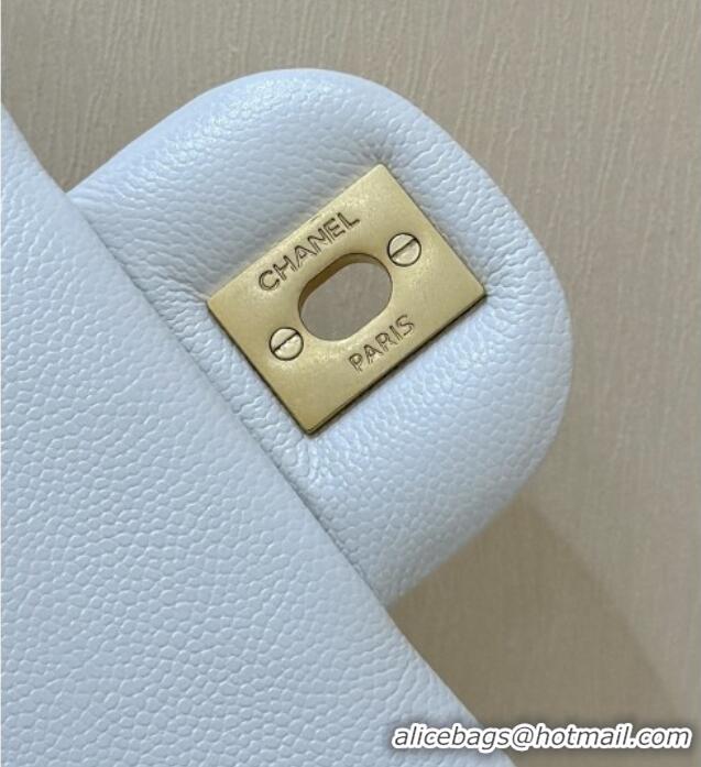 Stylish Discount Chanel Mini Flap Bag with Top Handle in Grained Shiny Calfskin AS5701 White 2025 Top Quality