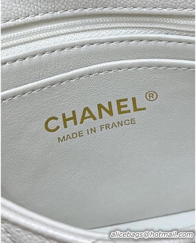 Stylish Discount Chanel Mini Flap Bag with Top Handle in Grained Shiny Calfskin AS5701 White 2025 Top Quality