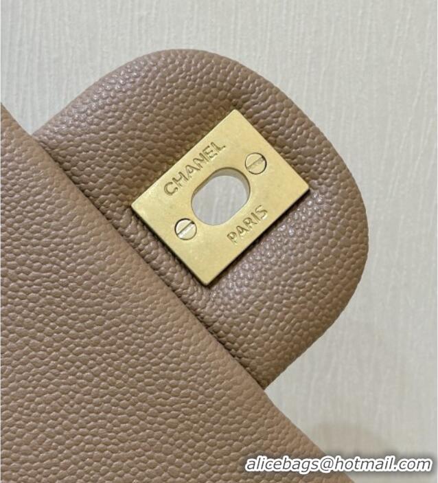 Best Price Chanel Mini Flap Bag with Top Handle in Grained Shiny Calfskin AS5701 Camel 2025 Top Quality