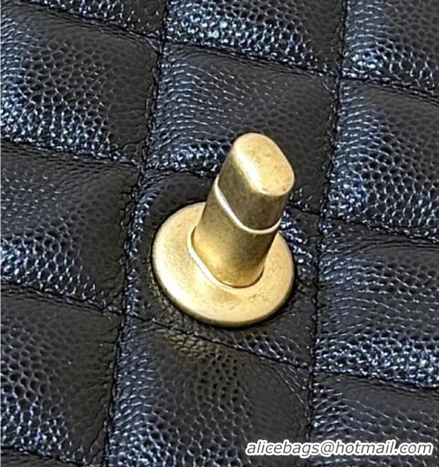 Luxury Discount Chanel Small Flap Bag with Top Handle in Grained Shiny Calfskin AS5702 Black 2025 Top Quality