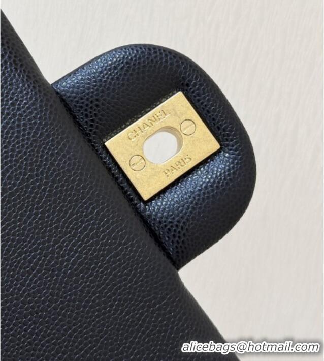 Luxury Discount Chanel Small Flap Bag with Top Handle in Grained Shiny Calfskin AS5702 Black 2025 Top Quality