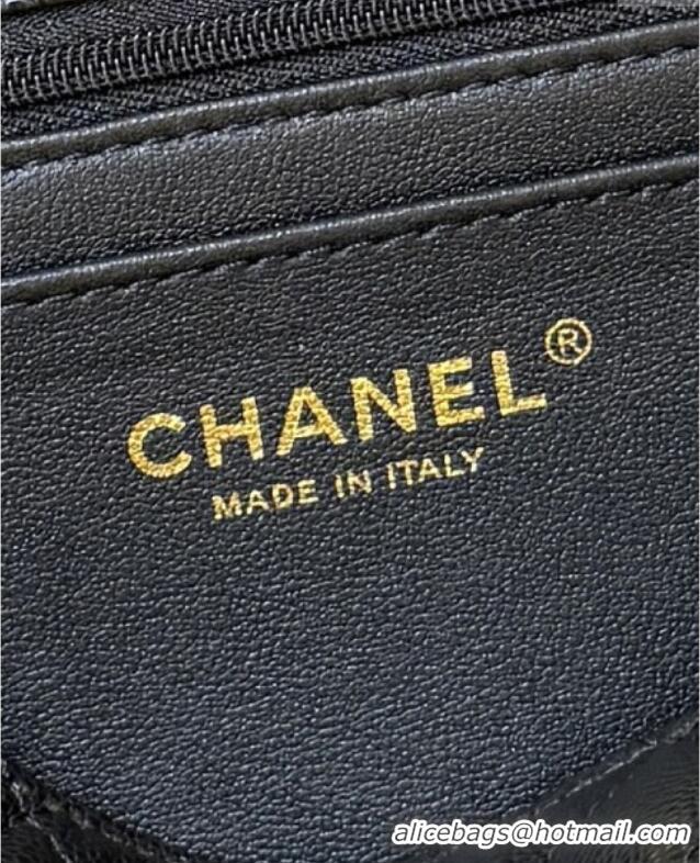 Luxury Discount Chanel Small Flap Bag with Top Handle in Grained Shiny Calfskin AS5702 Black 2025 Top Quality