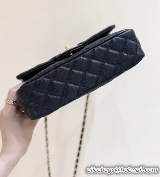 Luxury Discount Chanel Small Flap Bag with Top Handle in Grained Shiny Calfskin AS5702 Black 2025 Top Quality
