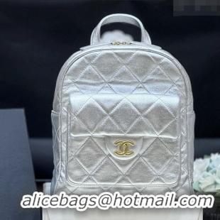 Super Quality Chanel Backpack in Silver Calfskin AS5793 Fall-Winter 2025/2026