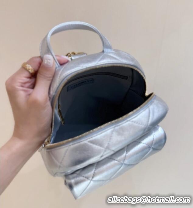 Super Quality Chanel Backpack in Silver Calfskin AS5793 Fall-Winter 2025/2026