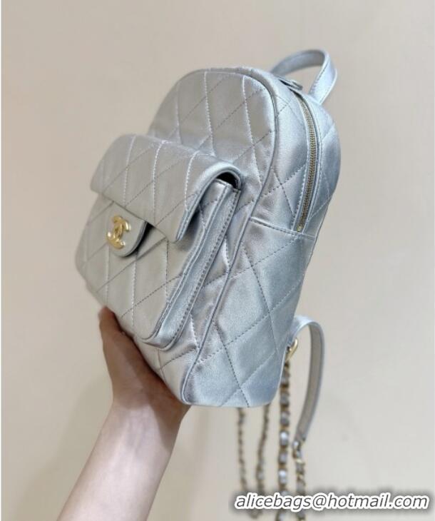Super Quality Chanel Backpack in Silver Calfskin AS5793 Fall-Winter 2025/2026