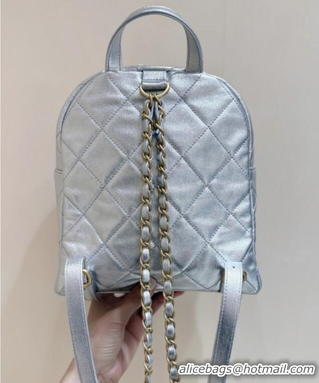 Super Quality Chanel Backpack in Silver Calfskin AS5793 Fall-Winter 2025/2026