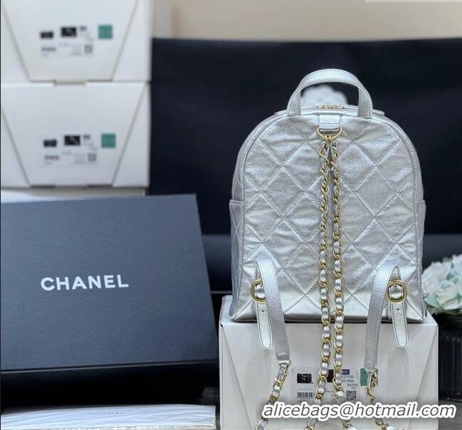 Super Quality Chanel Backpack in Silver Calfskin AS5793 Fall-Winter 2025/2026