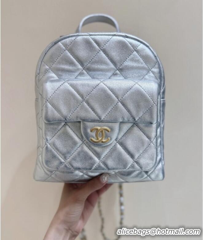 Super Quality Chanel Backpack in Silver Calfskin AS5793 Fall-Winter 2025/2026