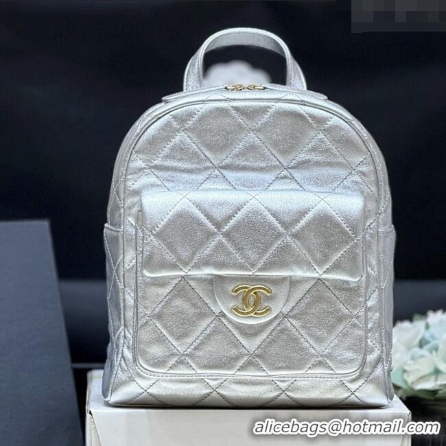 Super Quality Chanel Backpack in Silver Calfskin AS5793 Fall-Winter 2025/2026