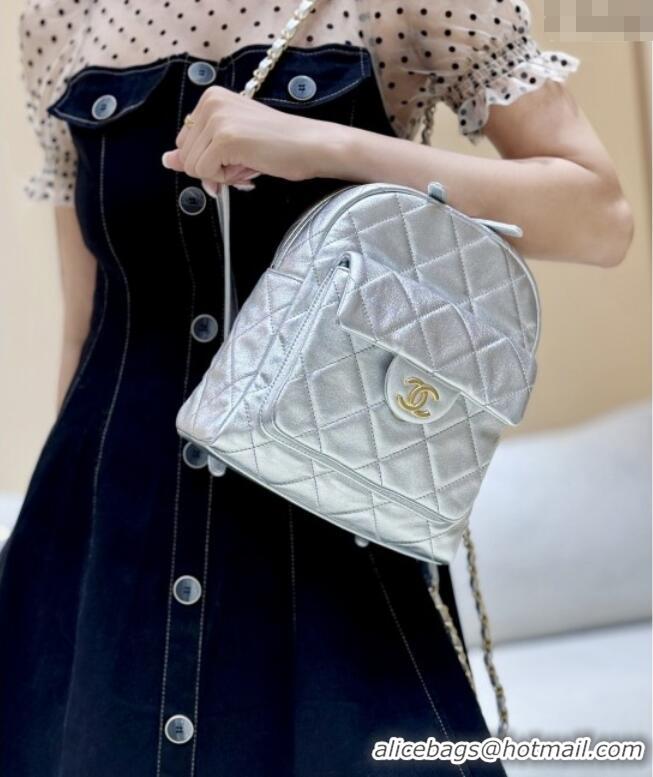 Super Quality Chanel Backpack in Silver Calfskin AS5793 Fall-Winter 2025/2026