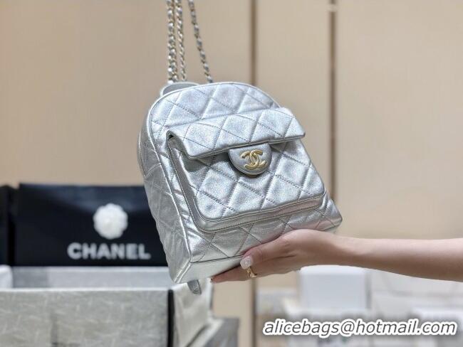 Super Quality Chanel Backpack in Silver Calfskin AS5793 Fall-Winter 2025/2026
